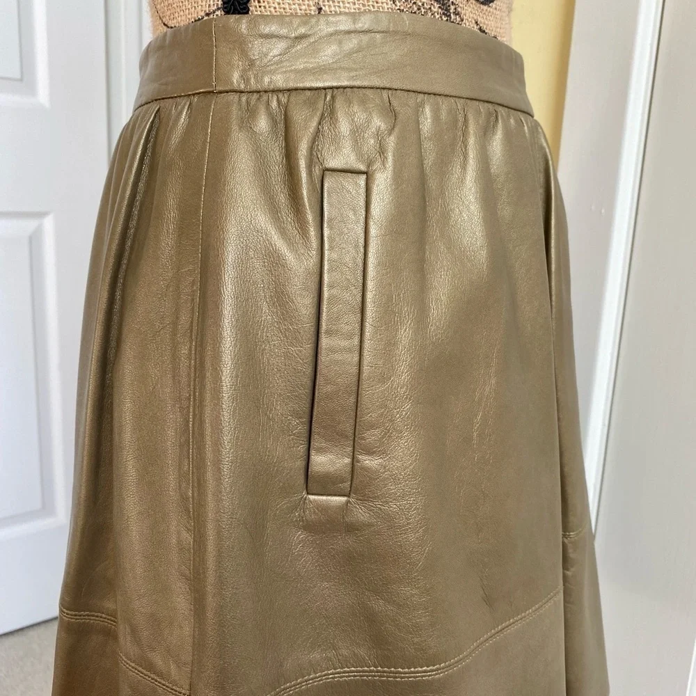 DKNYC NEW Bronze Gold Metallic Leather Skirt Women’s Size 4 NWT